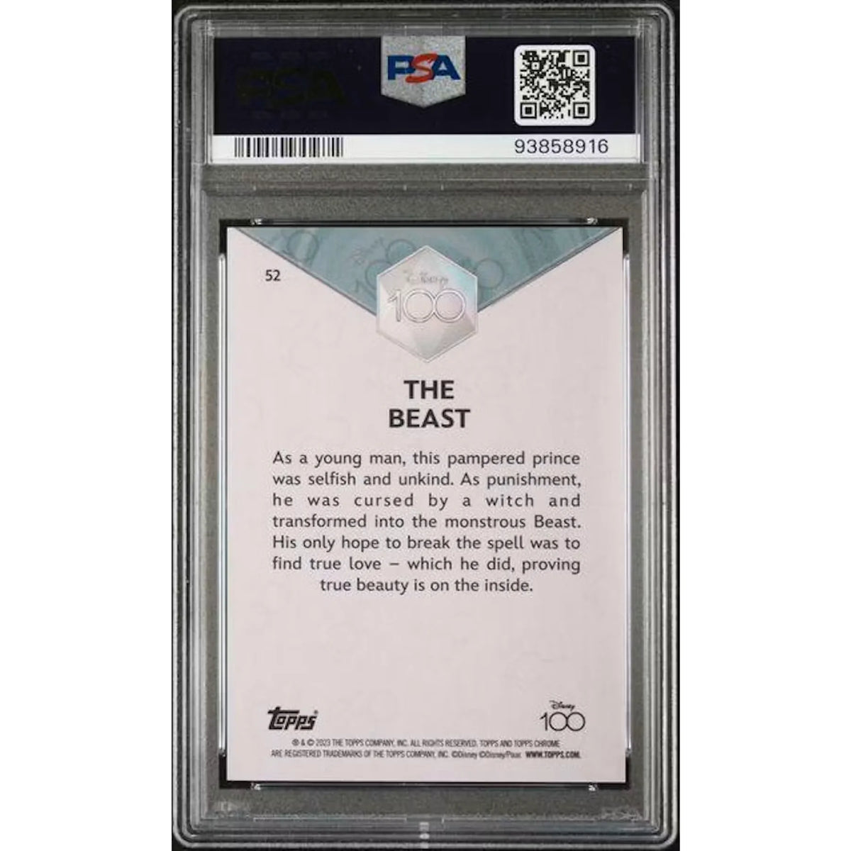 2023 Topps Chrome Disney 100 The Beast Purple Refractor #52 | PSA 9 | P6700459