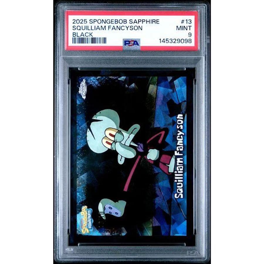 Squilliam Fancyson Signed SpongeBob #13 Card | 2025 Topps Chrome Sapphire PSA 9 | P6700463
