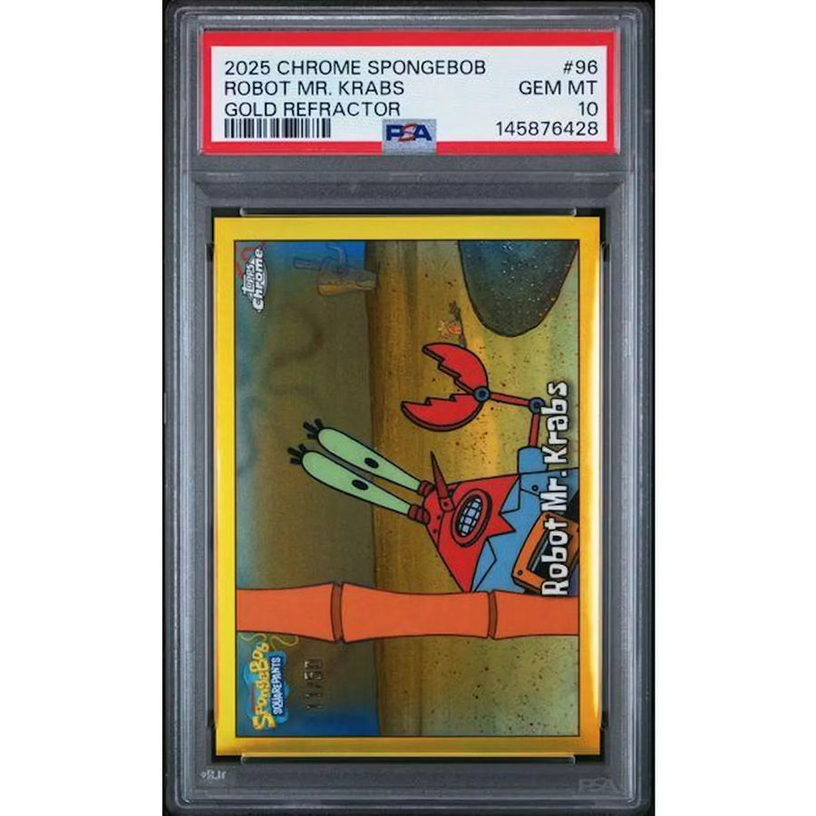 SpongeBob SquarePants Signed Card | 2025 Topps Chrome Gold Refractor #96 PSA 10 | P6700464