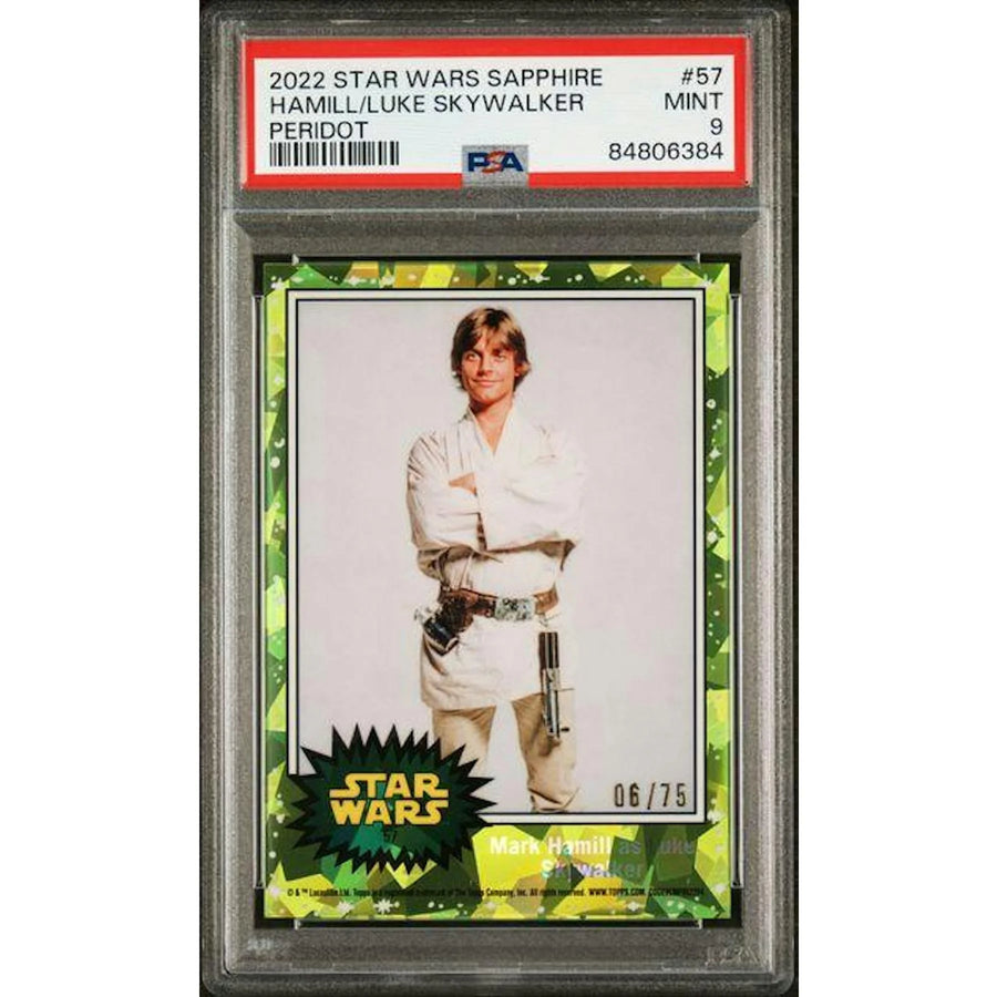 Luke Skywalker 2022 Topps Chrome Sapphire #57 Card | PSA 9 Peridot/75 | P6700469