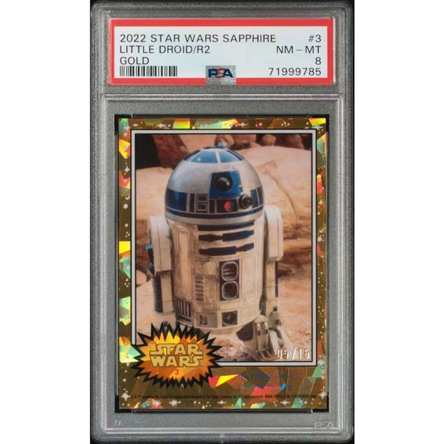 R2-D2 Signed Star Wars #3 Card | 2022 Topps Chrome Sapphire Gold/15 PSA 8 | P6700471