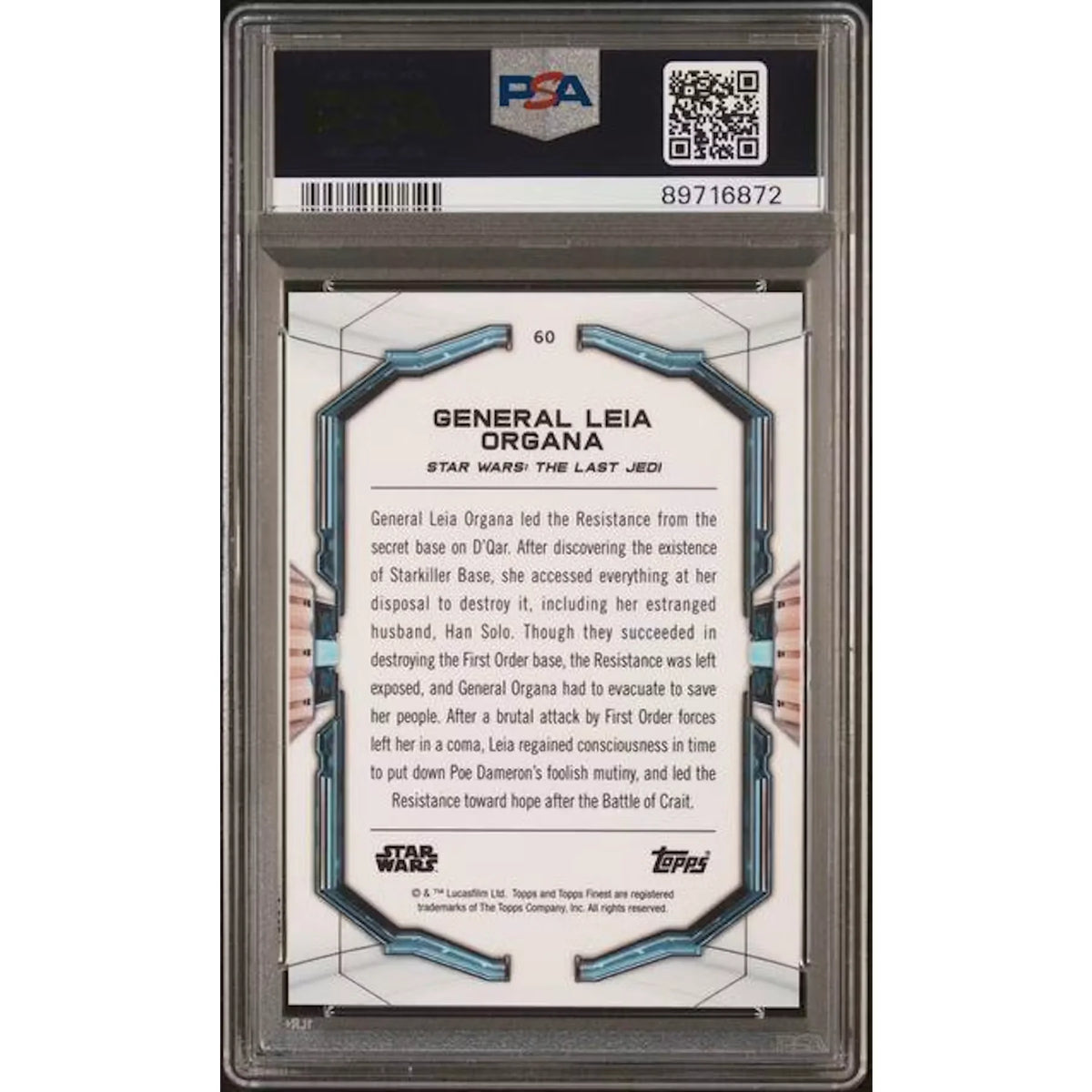 General Leia Organa 2022 Topps Finest Star Wars #60 Card | PSA 10 Orange | P6700472