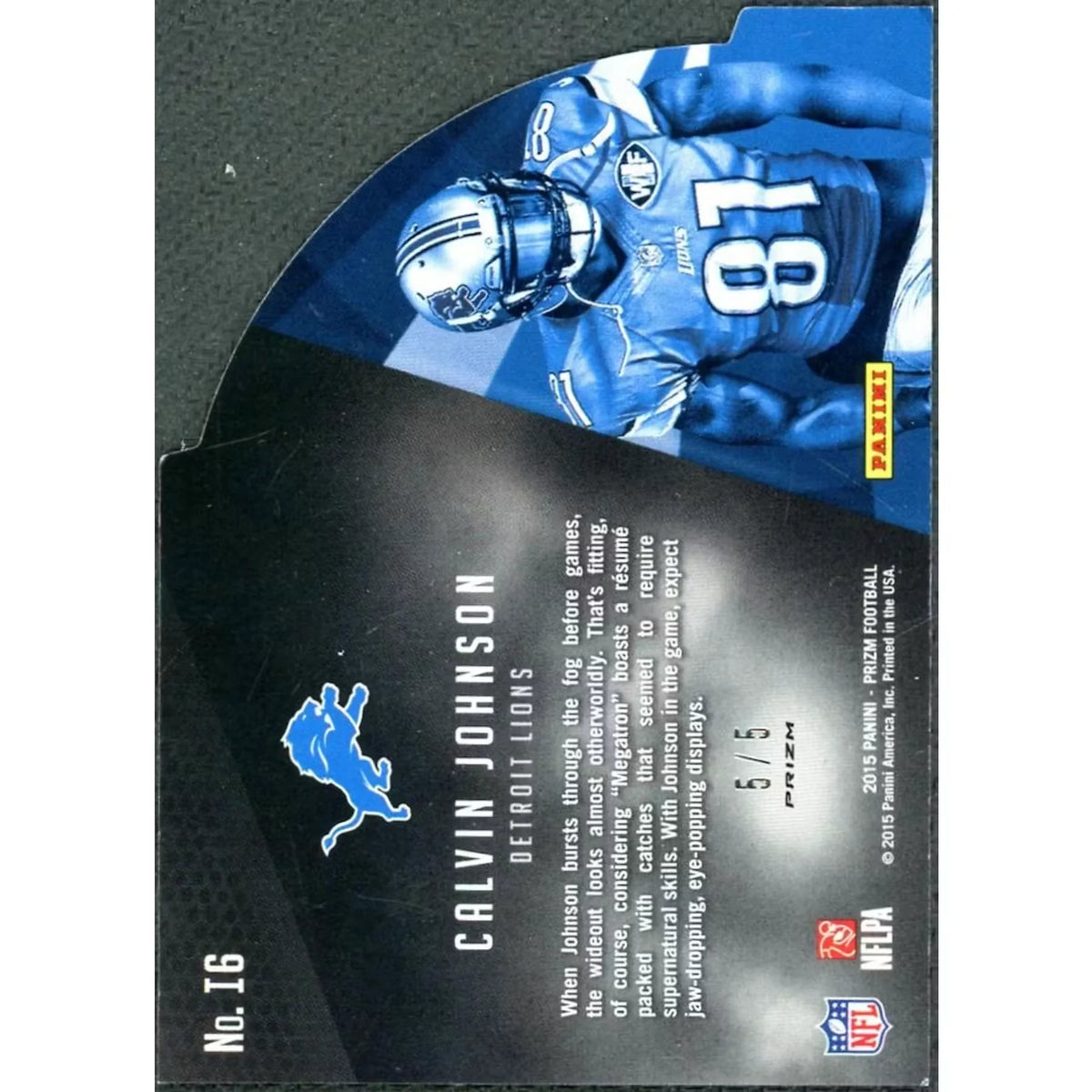 Calvin Johnson 2015 Panini Prizm Intros Gold Vinyl Card | #I6/5 | P6701045