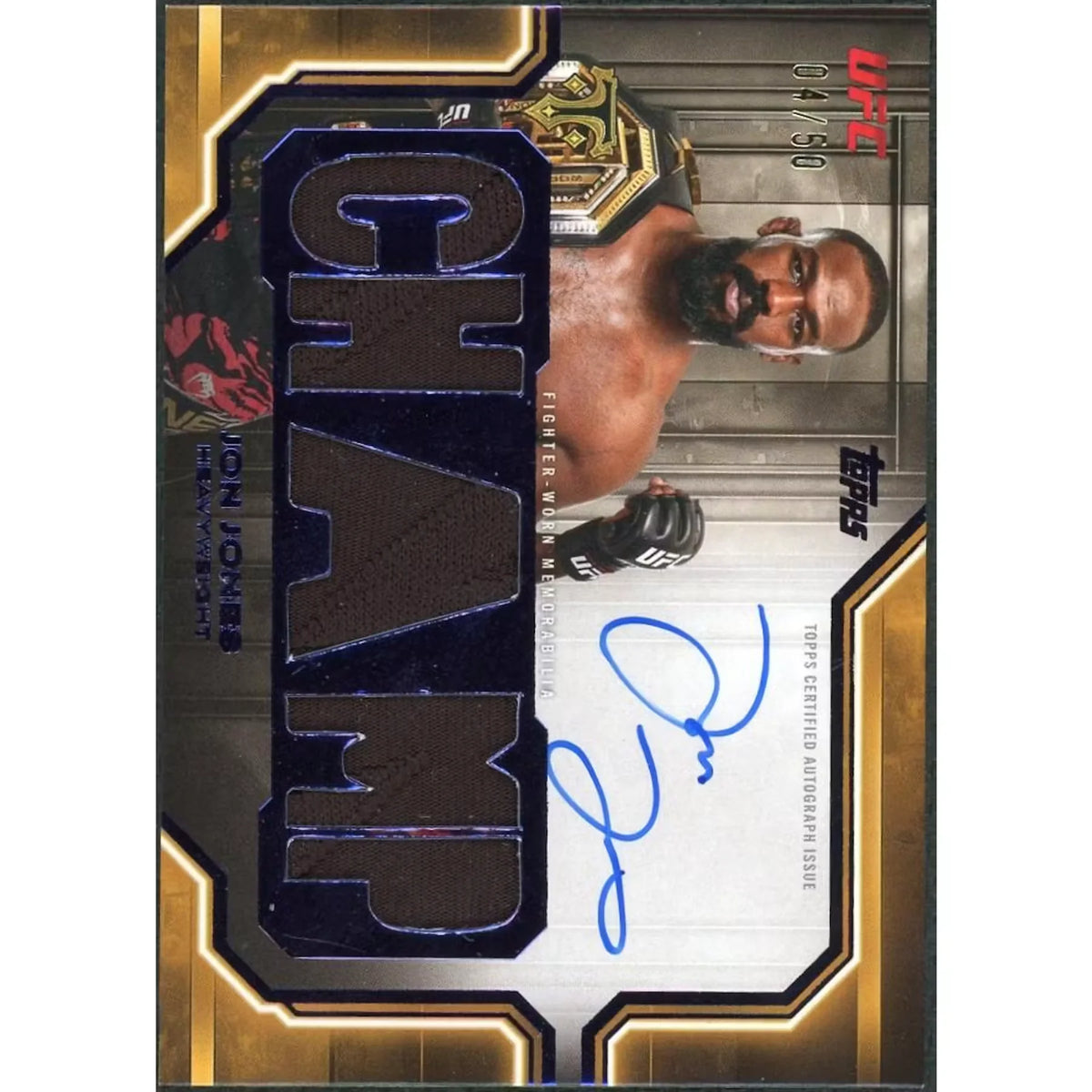 Jon Jones Signed 2026 Topps Knockout UFC Triple Threads Card | Auto Relic/50 | P6701267