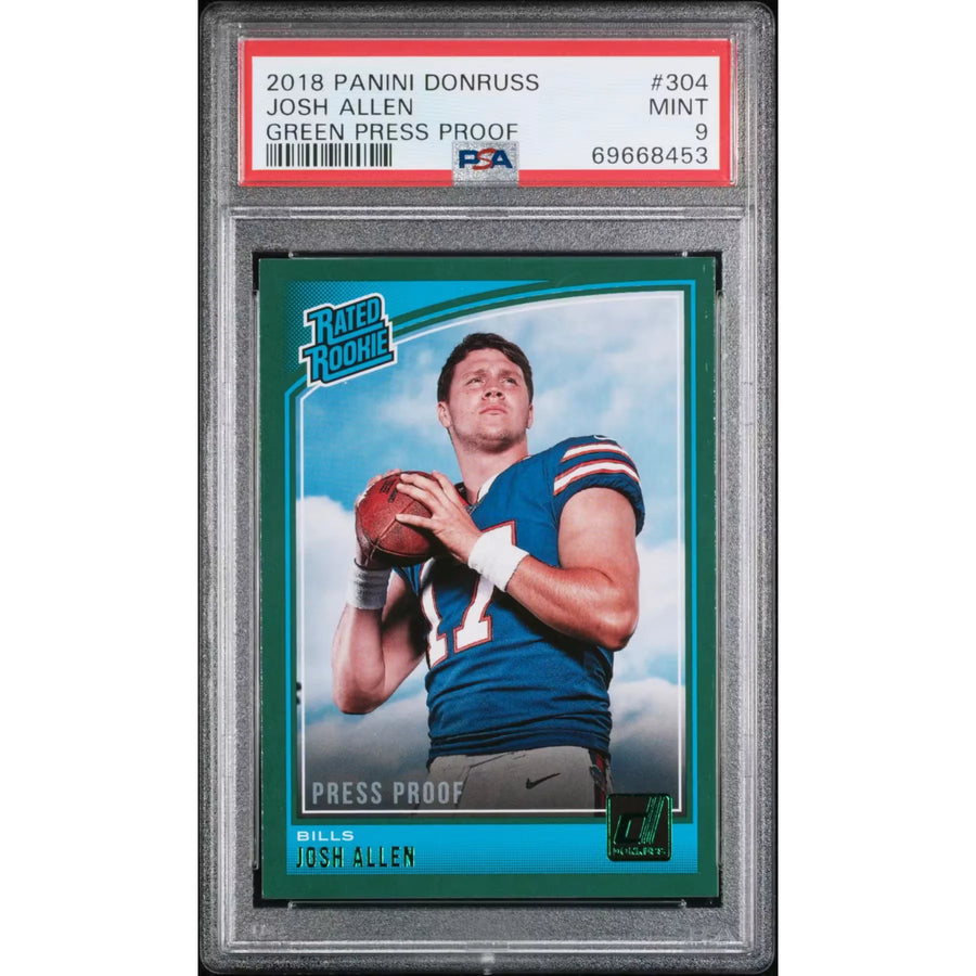 Josh Allen 2018 Panini Donruss Rated Rookie Green Press Proof #304 | PSA 9 | P6701403