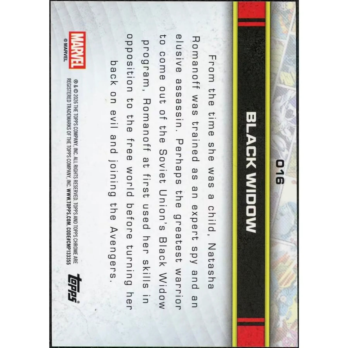 2026 Topps Chrome Marvel Black Widow Black Raywave Card | #016 | P6701405