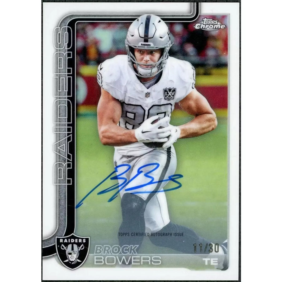 Brock Bowers Signed 2025 Topps Chrome White Refractor Card | Auto/30 | P6701675
