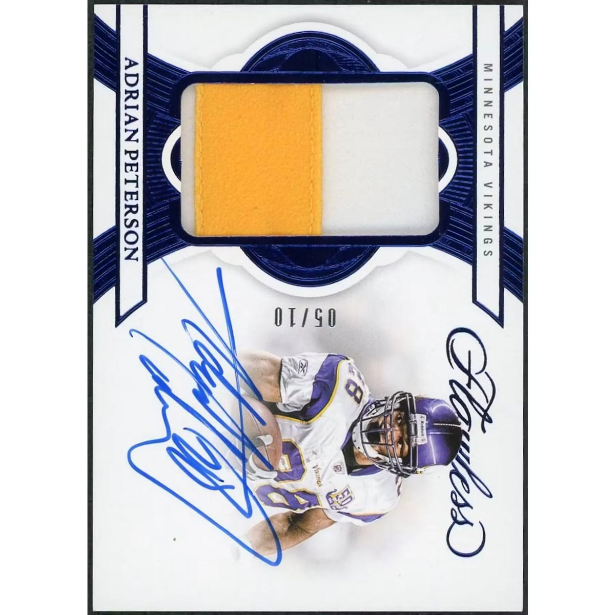 Adrian Peterson Signed 2025 Panini Flawless Card | Sapphire Patch Auto/10 | P6701676