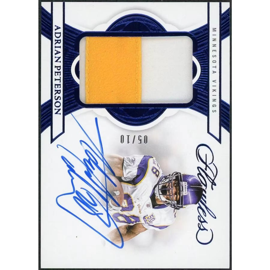 Adrian Peterson Signed 2025 Panini Flawless Card | Sapphire Patch Auto/10 | P6701676