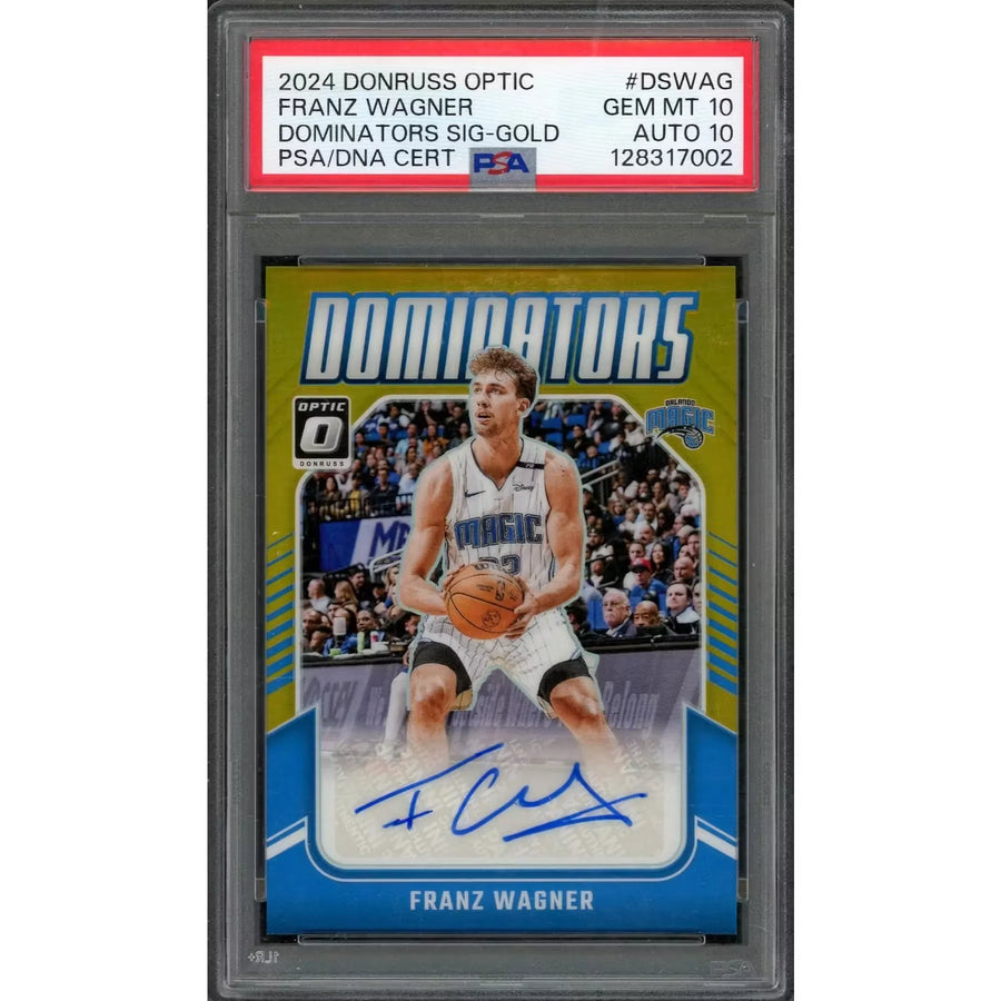 Franz Wagner Signed 2024-25 Panini Donruss Optic Card | Dominators Gold Auto | P6701678