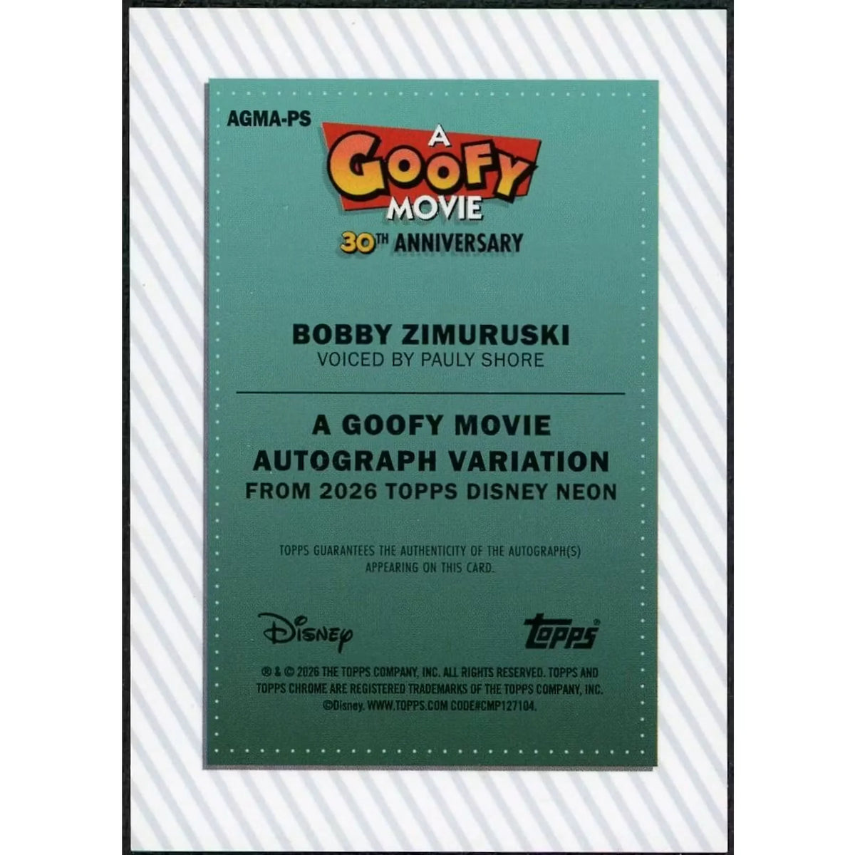 Pauly Shore Signed 2026 Topps Disney Neon Card | Gold Auto/50 | P6701780