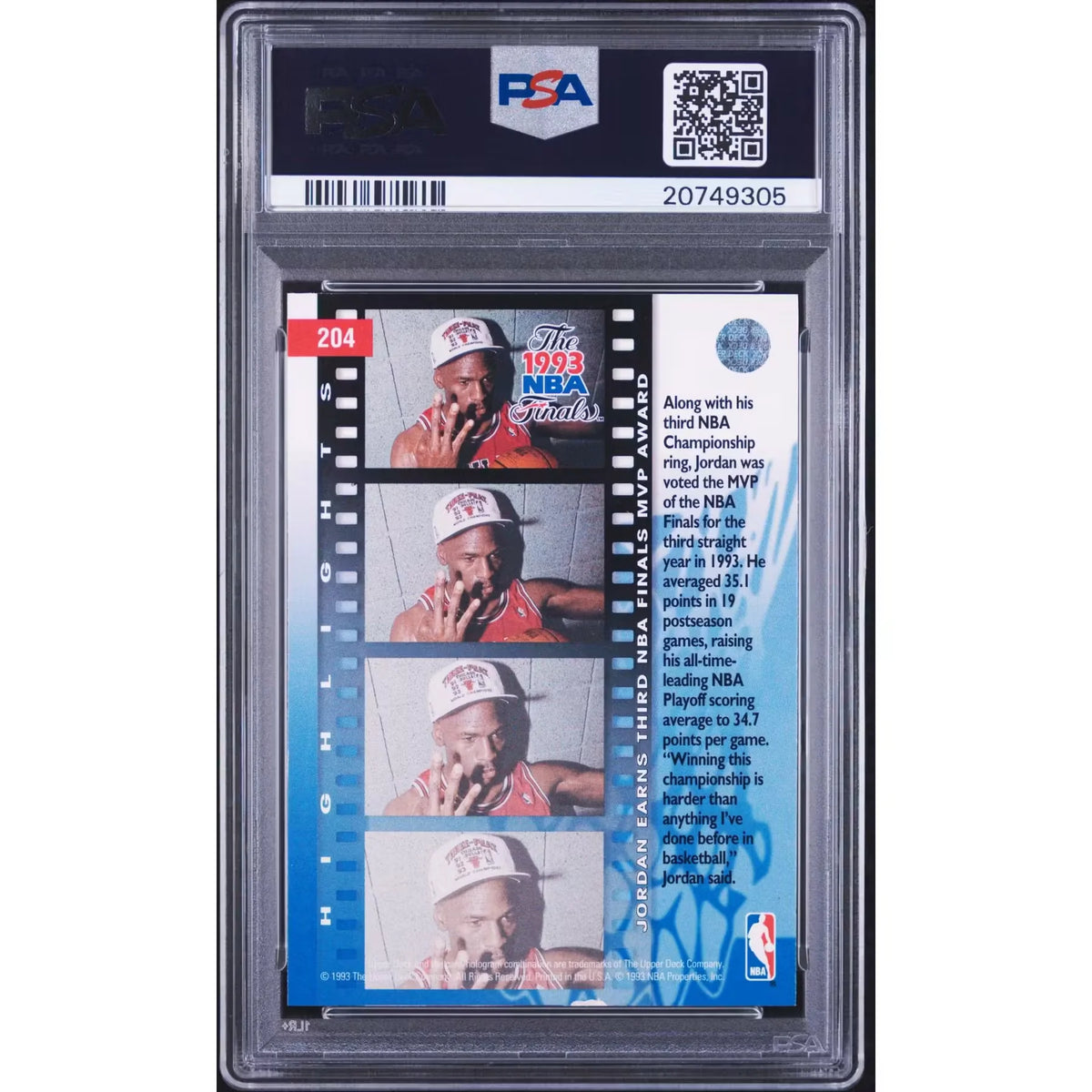 1993 Upper Deck Michael Jordan #204 PSA 10 - D2 | P6786744