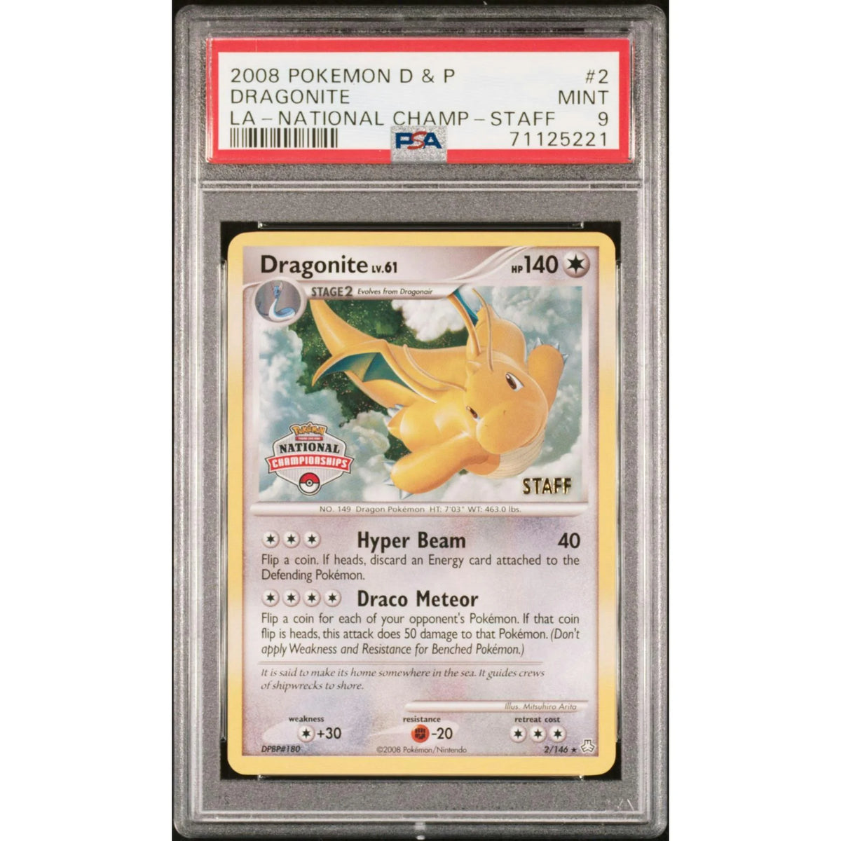 2008 Pokemon Legends Awakened Dragonite LA National Champ Staff #2 PSA 9 - D4 | P6825242