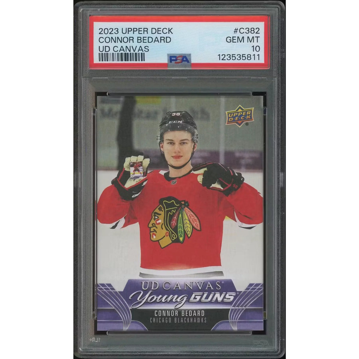 Connor Bedard 2023-24 Upper Deck Canvas Young Guns Rookie | PSA 10 Gem Mint | P7537237