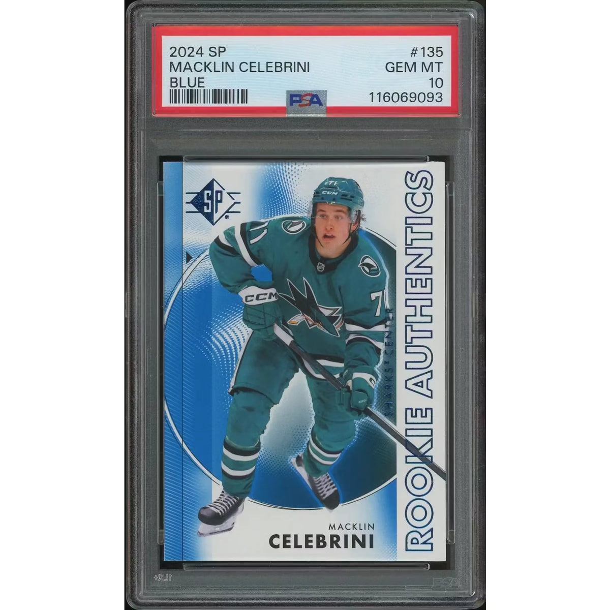 Macklin Celebrini 2024-25 Upper Deck SP Hockey #135 Blue Rookie | PSA 10 Gem | P7537359