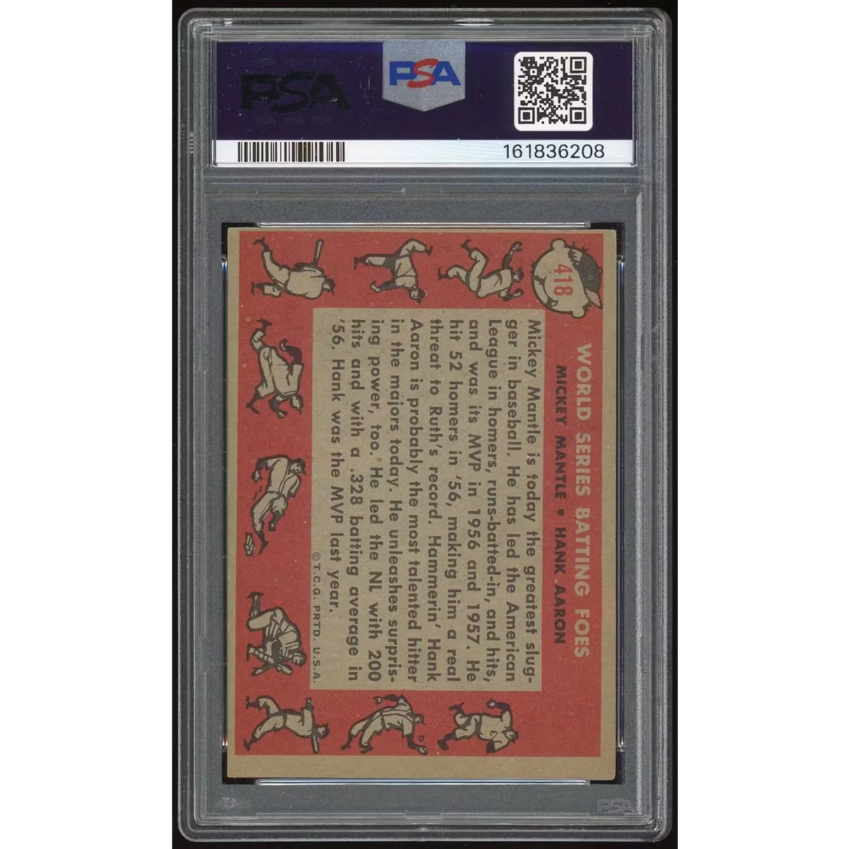 1958 Topps #418 WS Batting Foes Mantle/Aaron | PSA 4 | P7731862