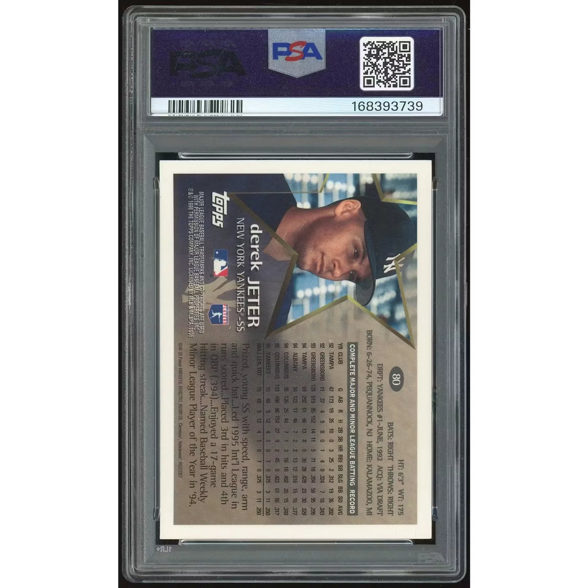 Derek Jeter 1996 Topps Chrome #80 Card | PSA 9 | P7857488