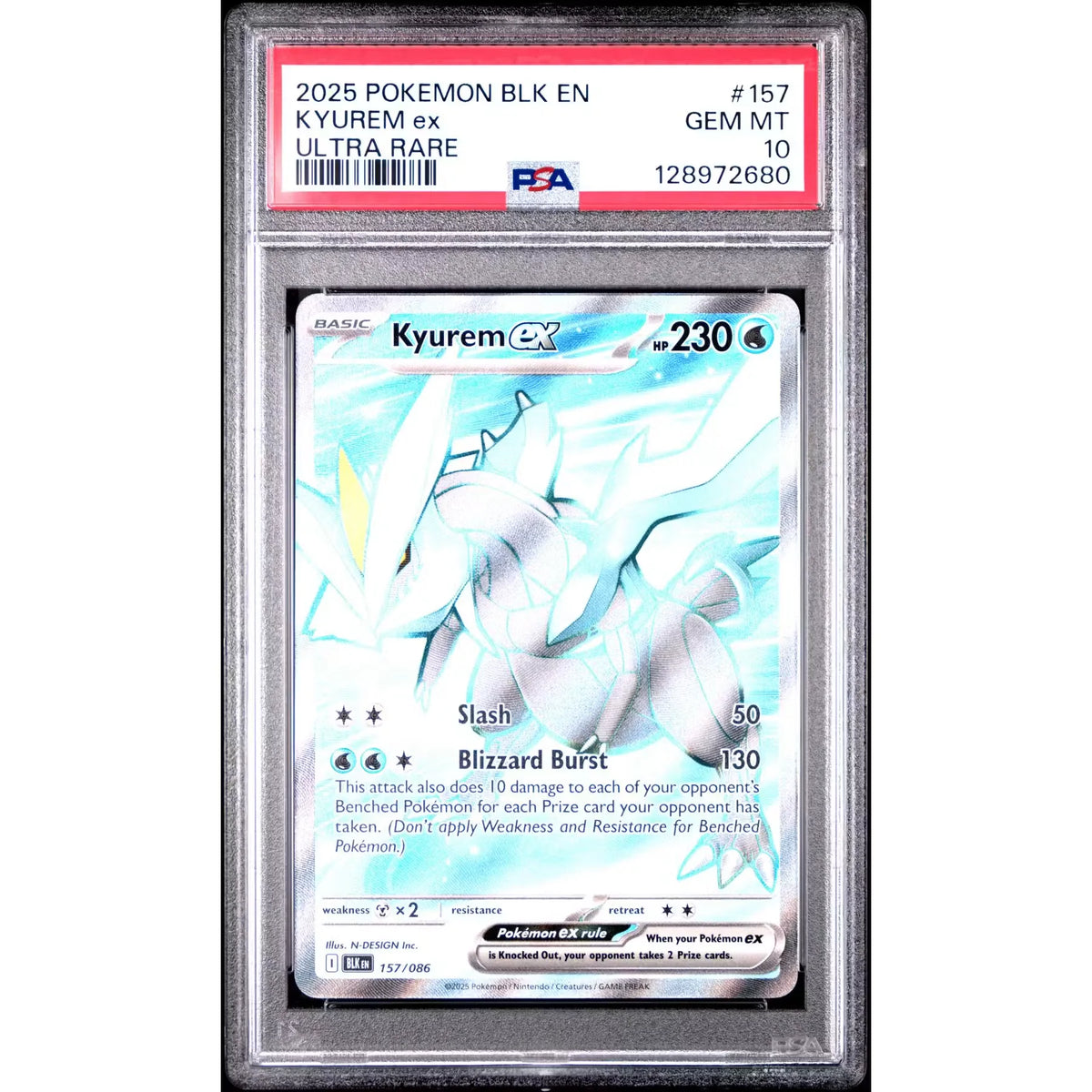 2025 Pokemon Black Bolt Kyurem ex Ultra Rare #157 | PSA 10 | P8256118