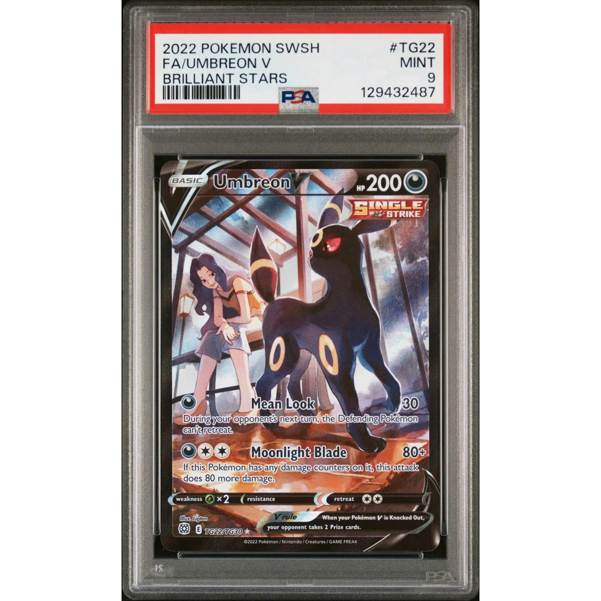 2022 Pokemon Brilliant Stars Umbreon V Full Art #TG22 | PSA 9 | P8256132
