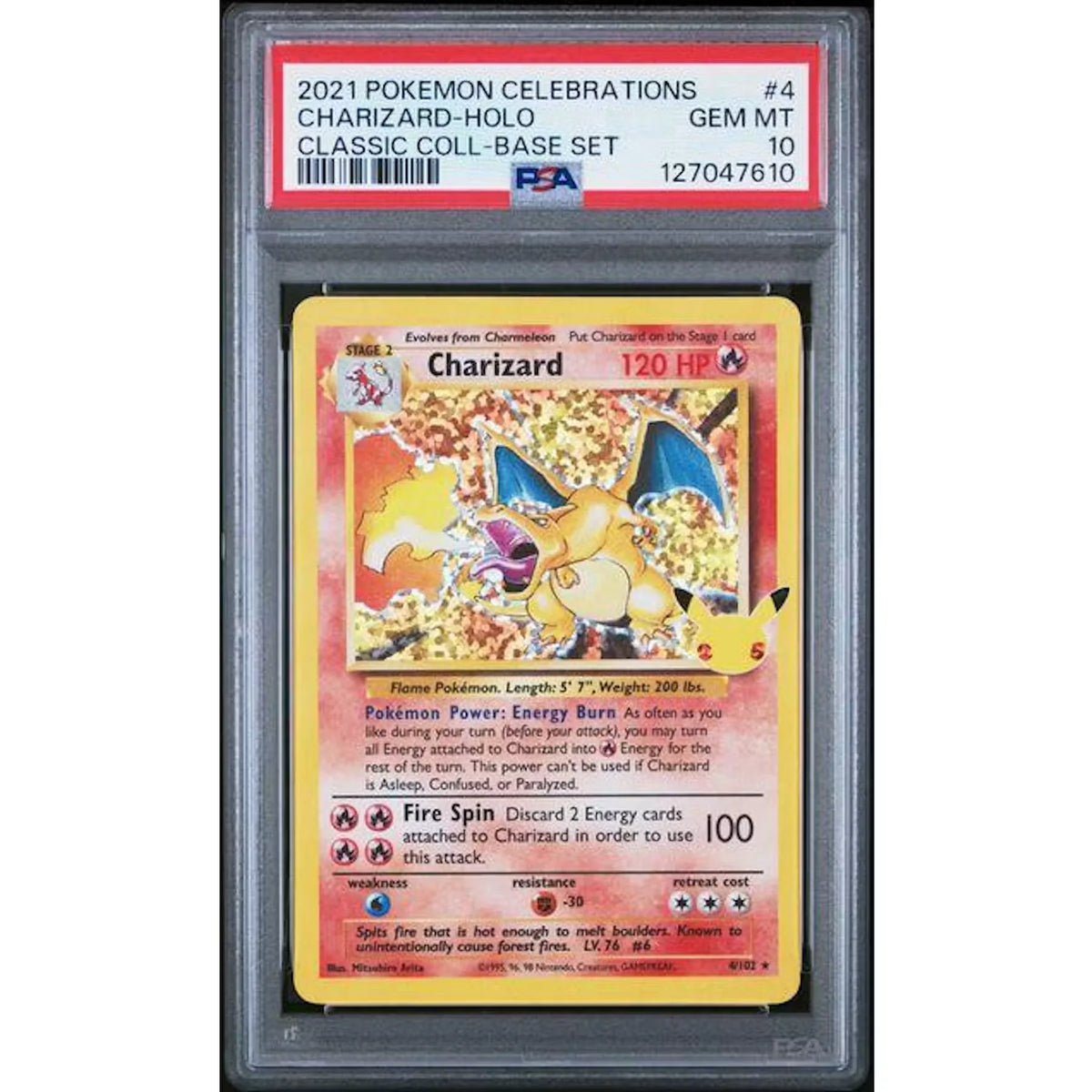 Charizard Holo #4 2021 Pokemon Celebrations Classic Collection | PSA 10 | P8256143