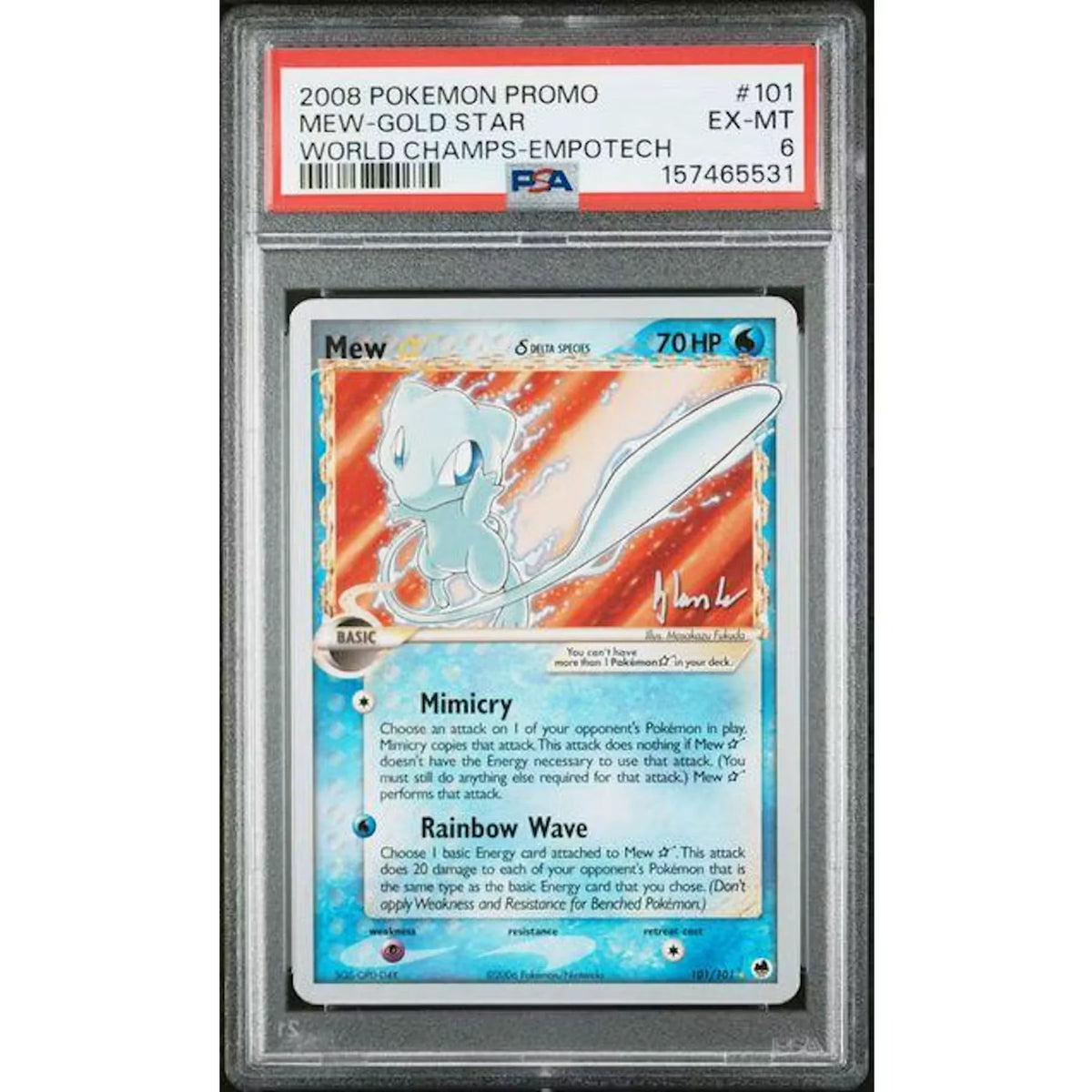 2008 Pokemon Promo Mew Gold Star World Champs | PSA 6 #101 | P8256456
