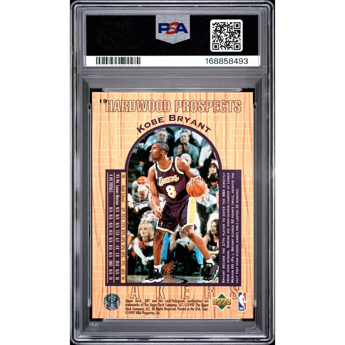 Kobe Bryant 1996 UD3 Rookie Card #19 | PSA 10 Gem Mint | P8331642