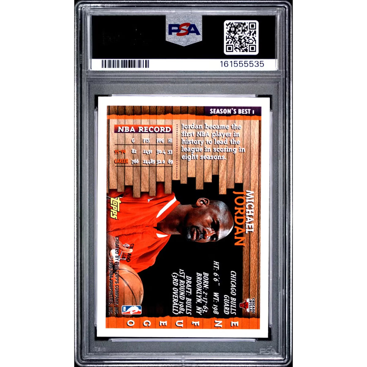 Michael Jordan 1996 Topps Season's Best En Fuego #1 | PSA 8 | P8331644
