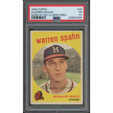 1931 1959 Topps Baseball Warren Spahn #40 | PSA 1.5 (FR) | P8420371