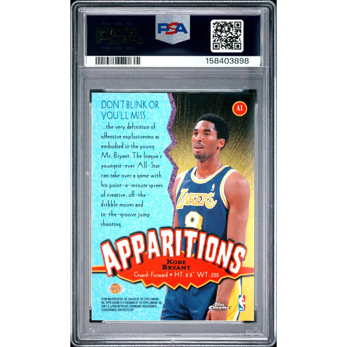 1998 Topps Chrome Kobe Bryant Apparitions #A1 | PSA 9 | P8420428