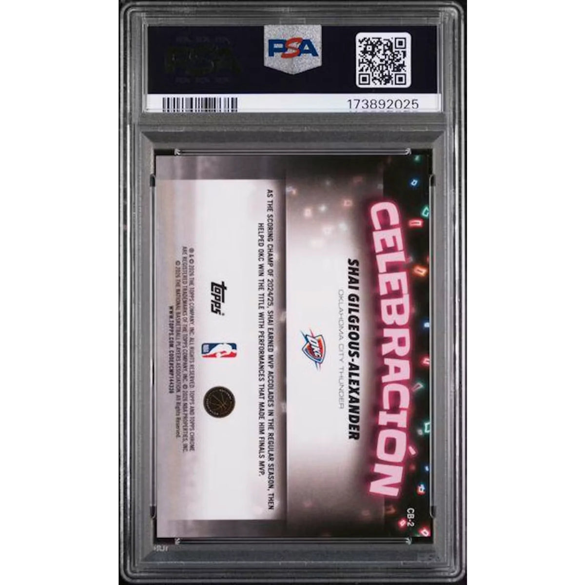 Shai Gilgeous-Alexander 2025 Topps Chrome Update Celebracion #2 | PSA 10 | P8420513