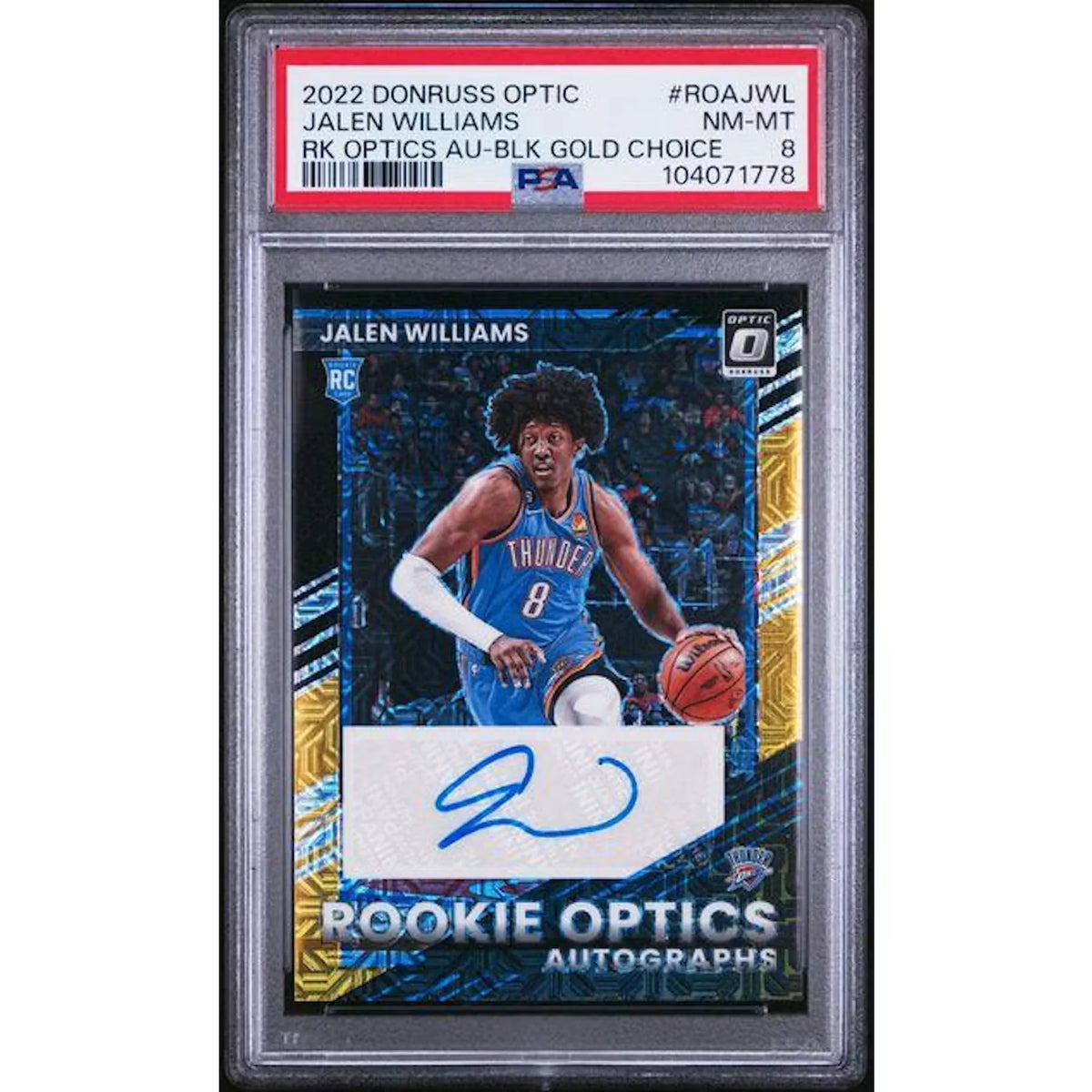 2022 Panini Donruss Optic Jalen Williams Rookie Optics Auto Black Gold | P8420819