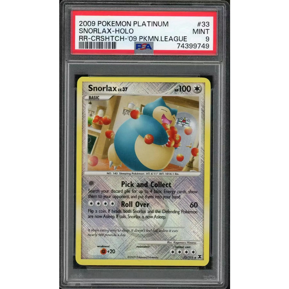 2009 Pokemon Platinum Rising Rivals Snorlax Holo #33 | PSA 9 | P8470060