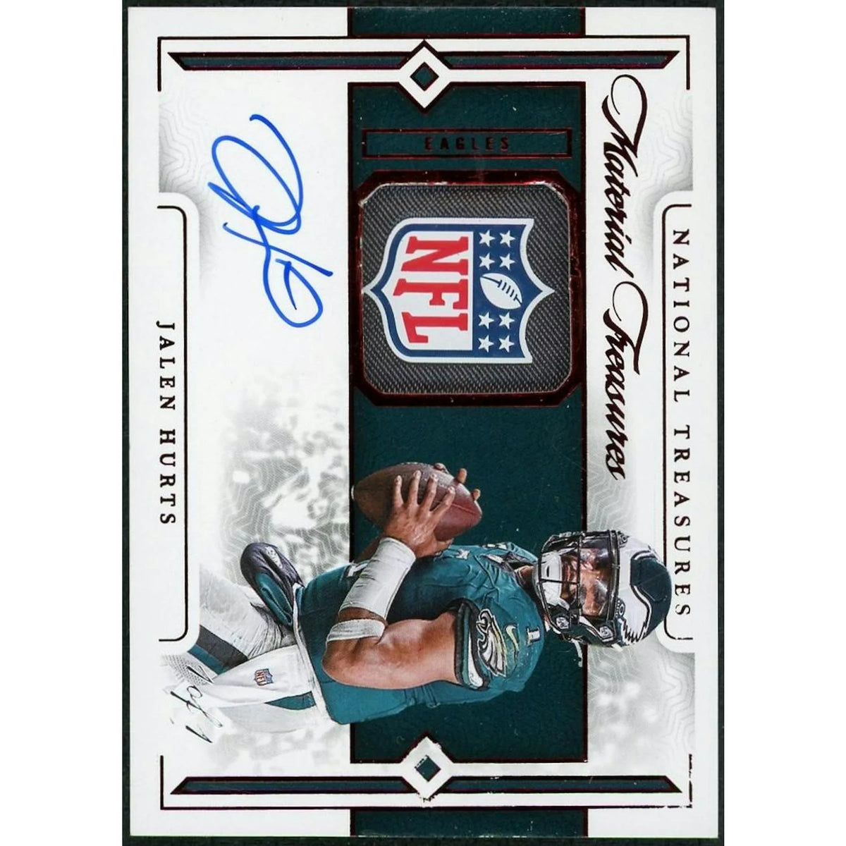 Jalen Hurts Signed 2025 Panini National Treasures Card | Material Treasures | P8472152