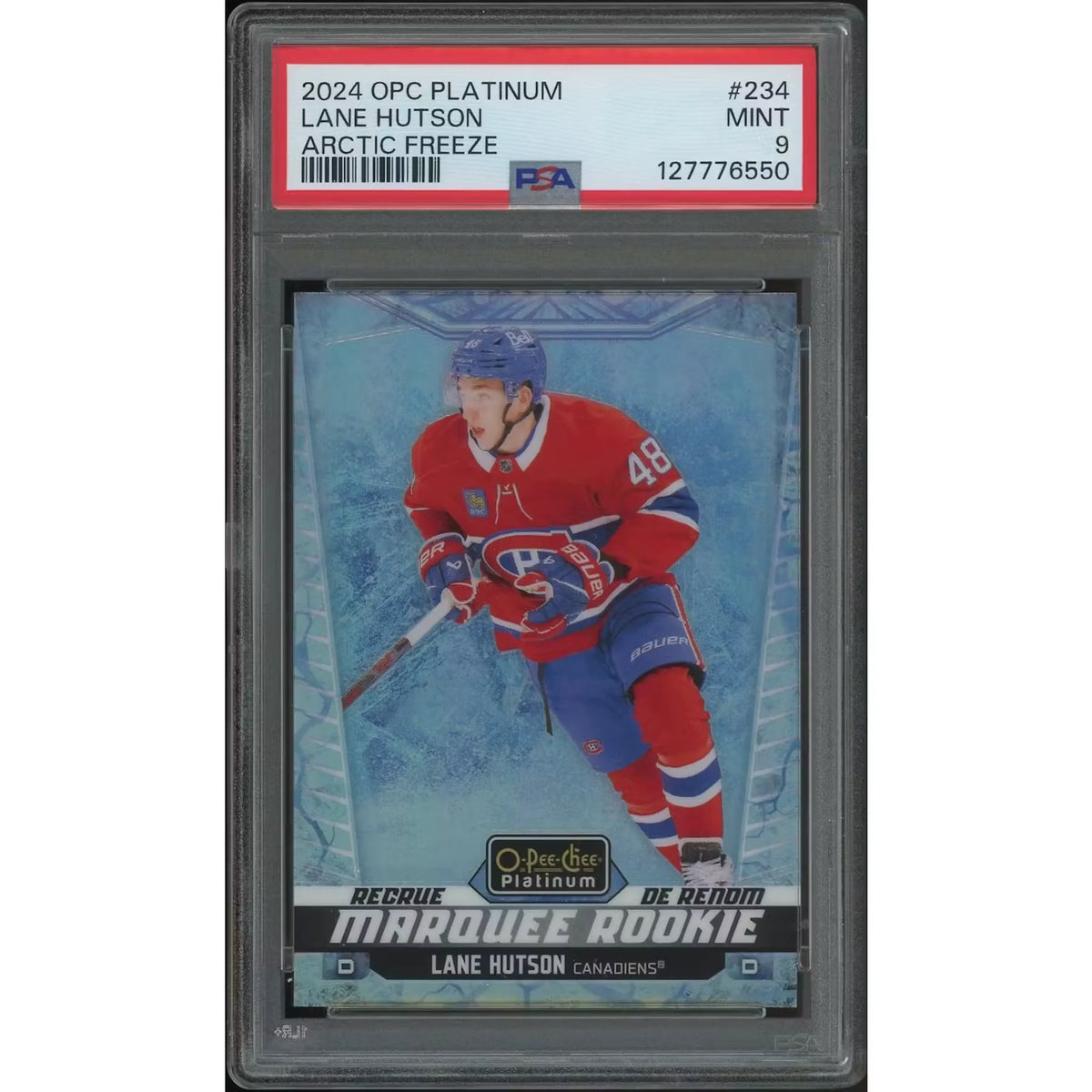 Lane Hutson 2024-25 O-Pee-Chee Platinum Rookie Card | PSA 9 Arctic Freeze | P8473300