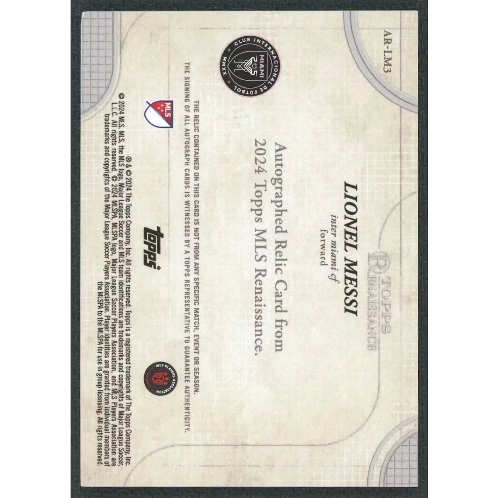 Lionel Messi Signed Patch Auto Card | 2024 Topps Renaissance 07/10