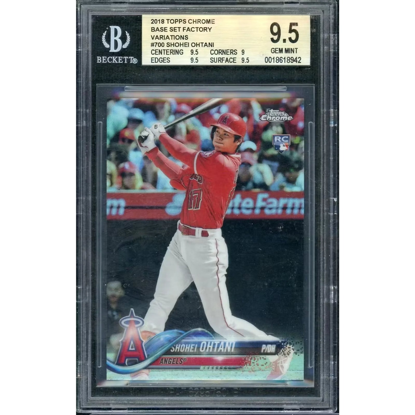 Shohei Ohtani 2018 Topps Chrome Rookie Card #700 | BGS 9.5