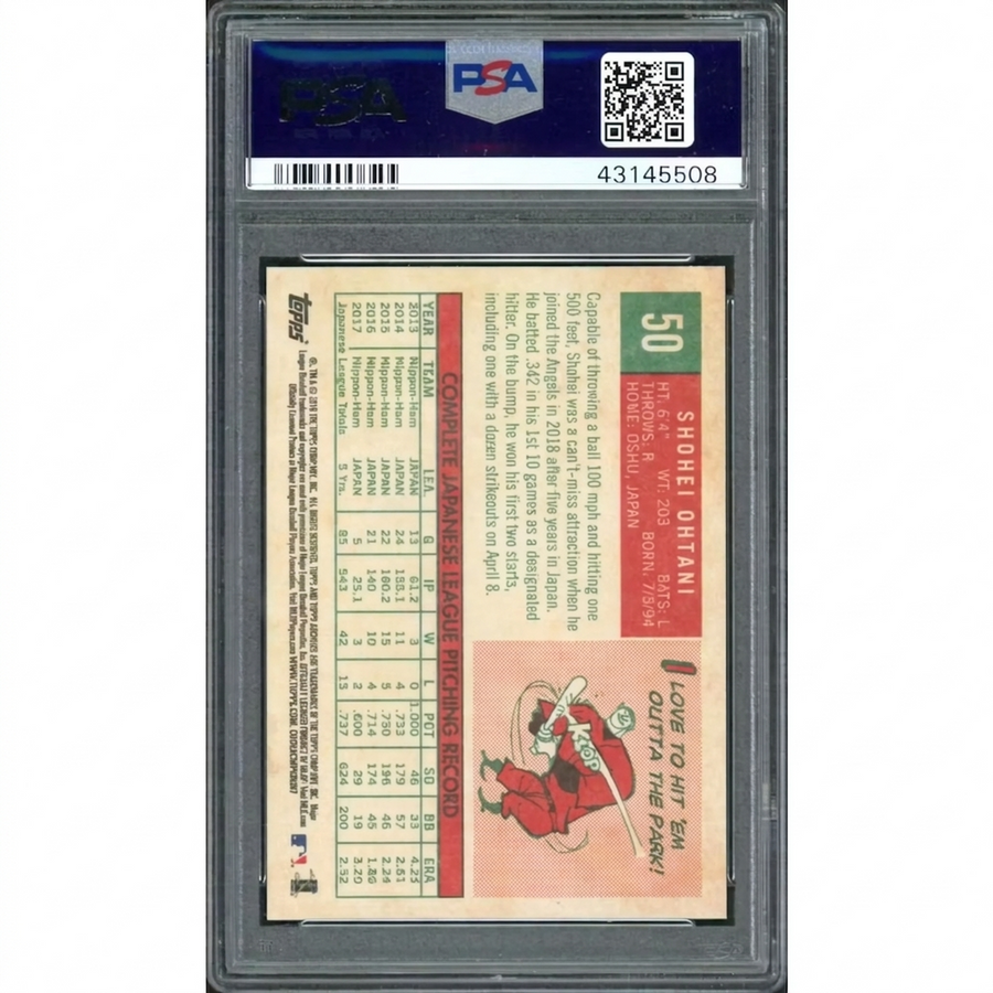 Shohei Ohtani 2018 Topps Archives Rookie Pitching Card #50 | PSA 10