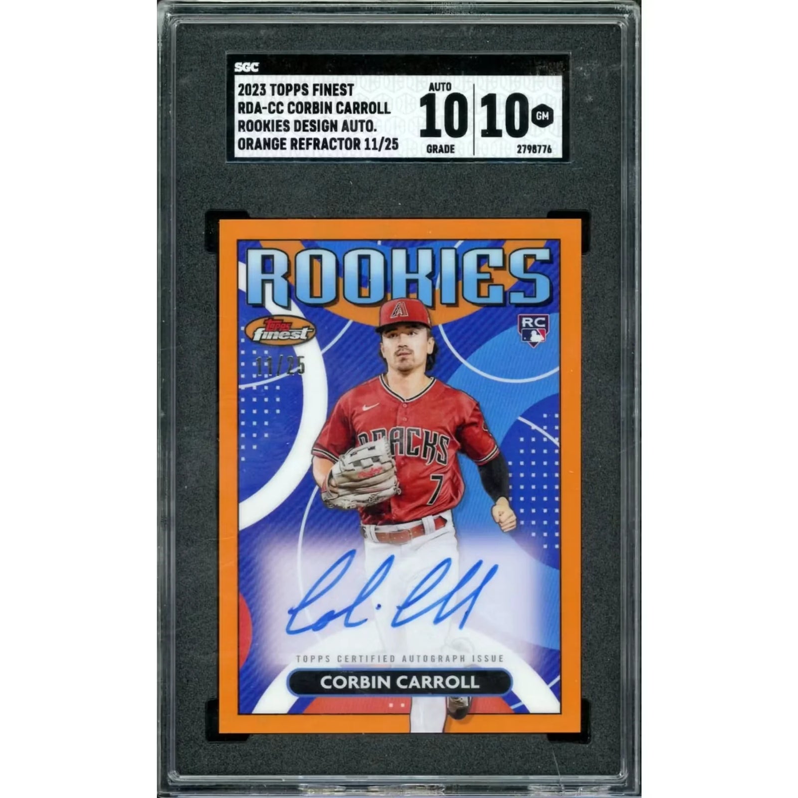 Corbin Carroll Signed 2023 Topps Finest Orange Rookie Card | SGC 10 Auto 10