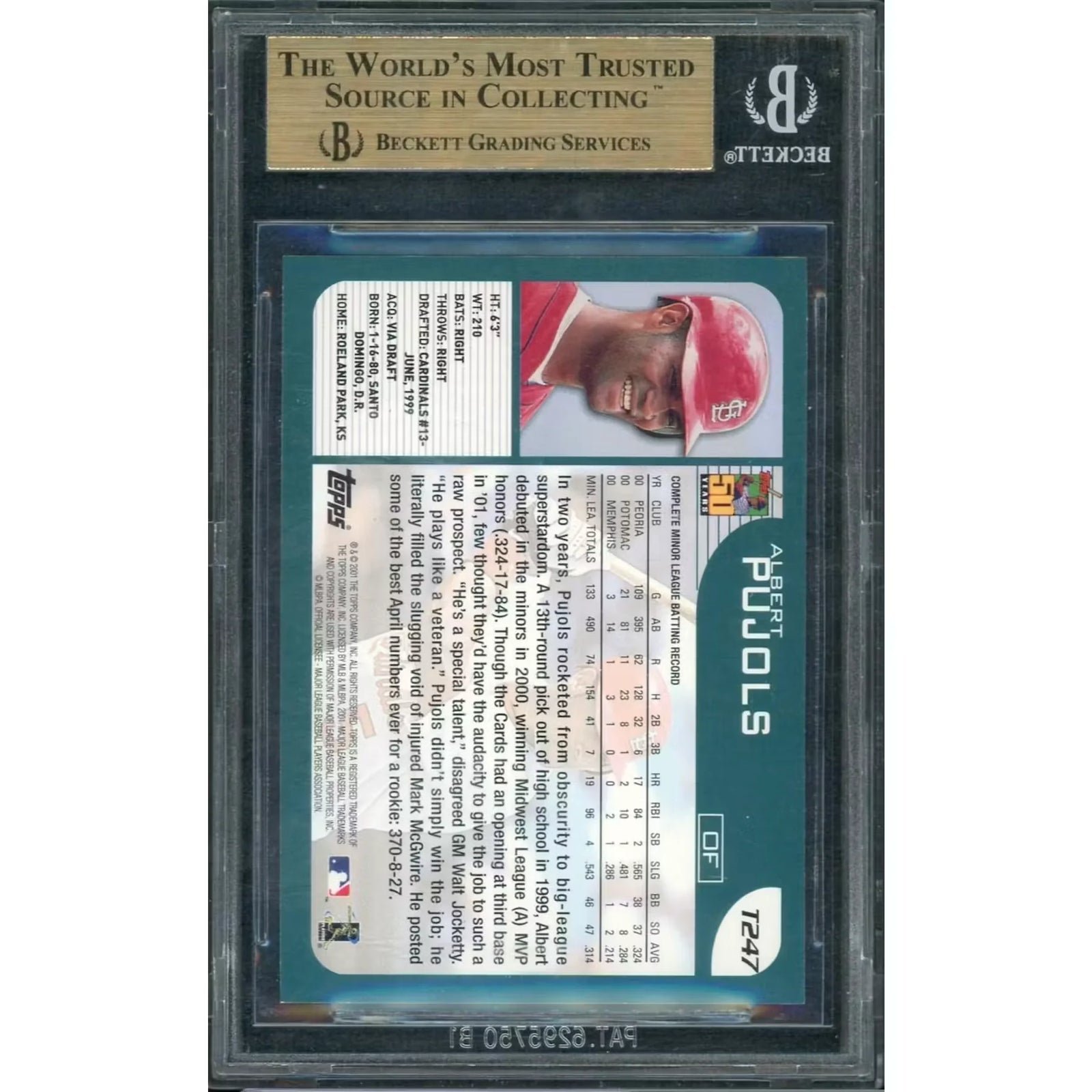 Albert Pujols 2001 Topps Traded Rookie Card #T247 | BGS 9.5