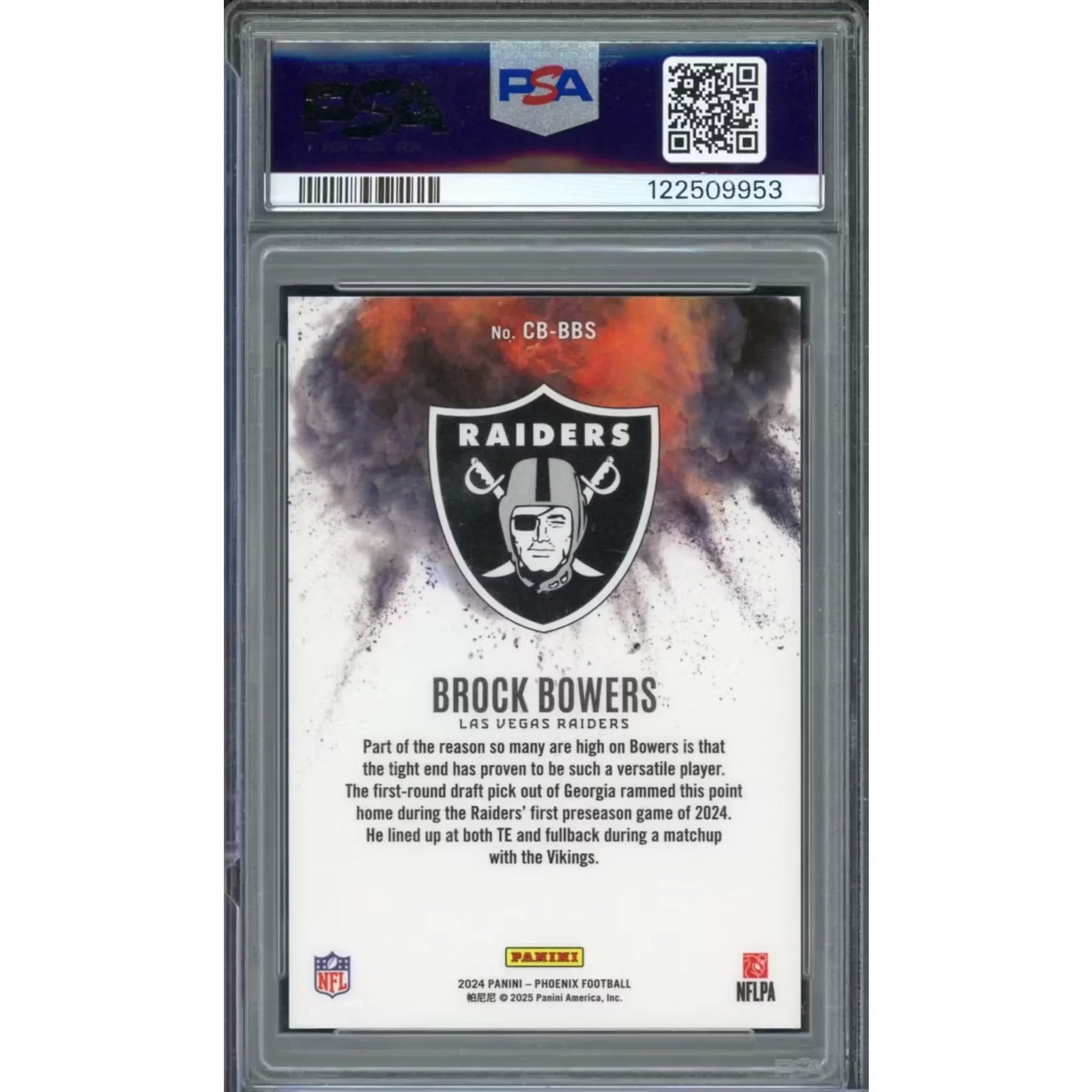 Brock Bowers 2024 Panini Phoenix Color Blast Rookie #CB-BBS | PSA 9