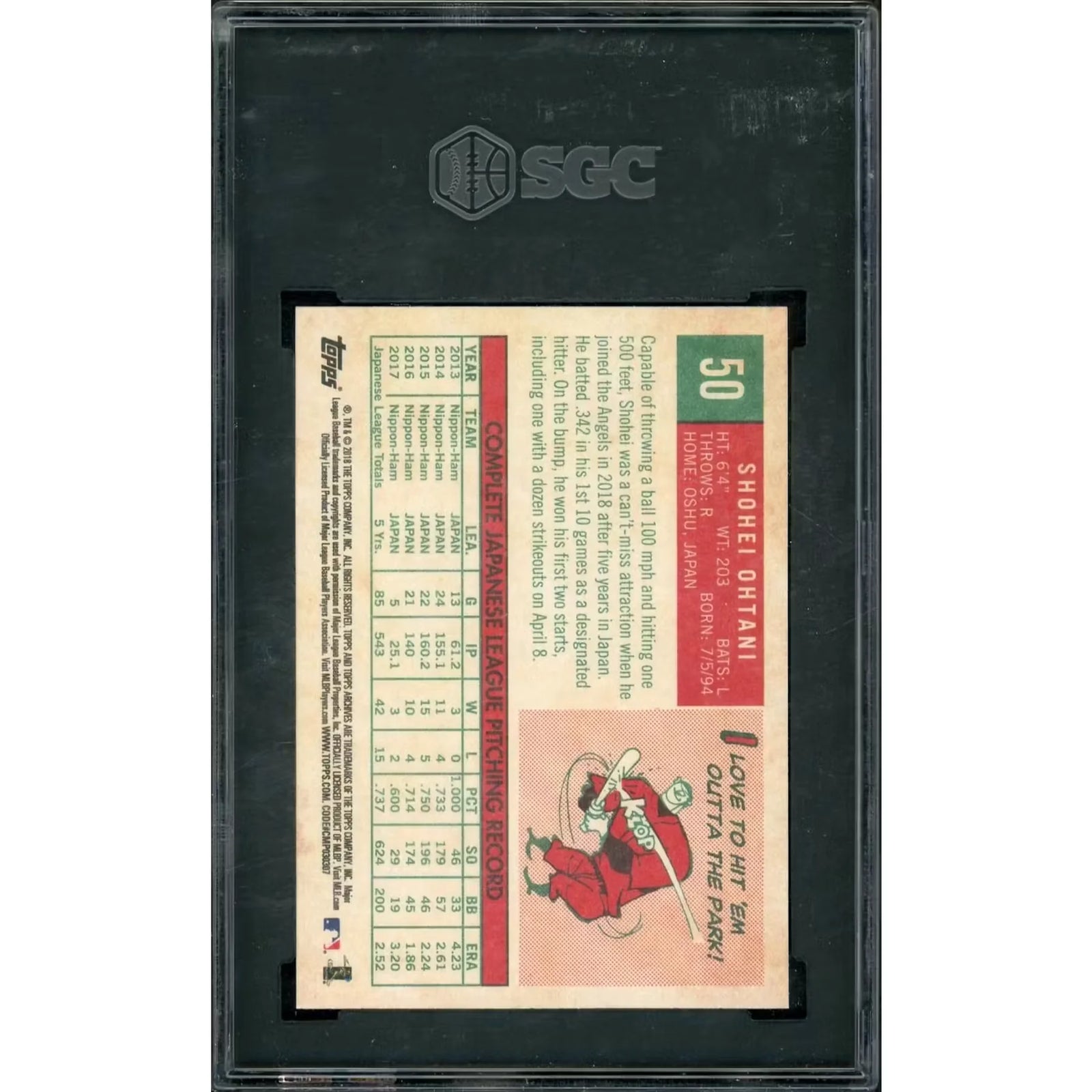 Shohei Ohtani 2018 Topps Archives Rookie Card #50 | SGC 10
