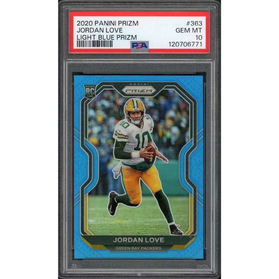 Jordan Love 2020 Panini Prizm Light Blue Rookie #363 | PSA 10