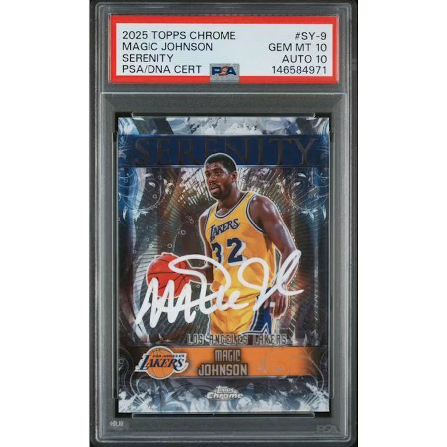 Magic Johnson Signed 2025 Topps Chrome Serenity Card | PSA 10