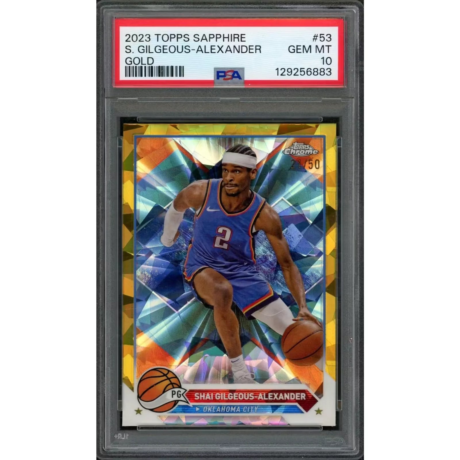 Shai Gilgeous-Alexander 2023 Topps Chrome Sapphire Gold/50 #53 | PSA 10