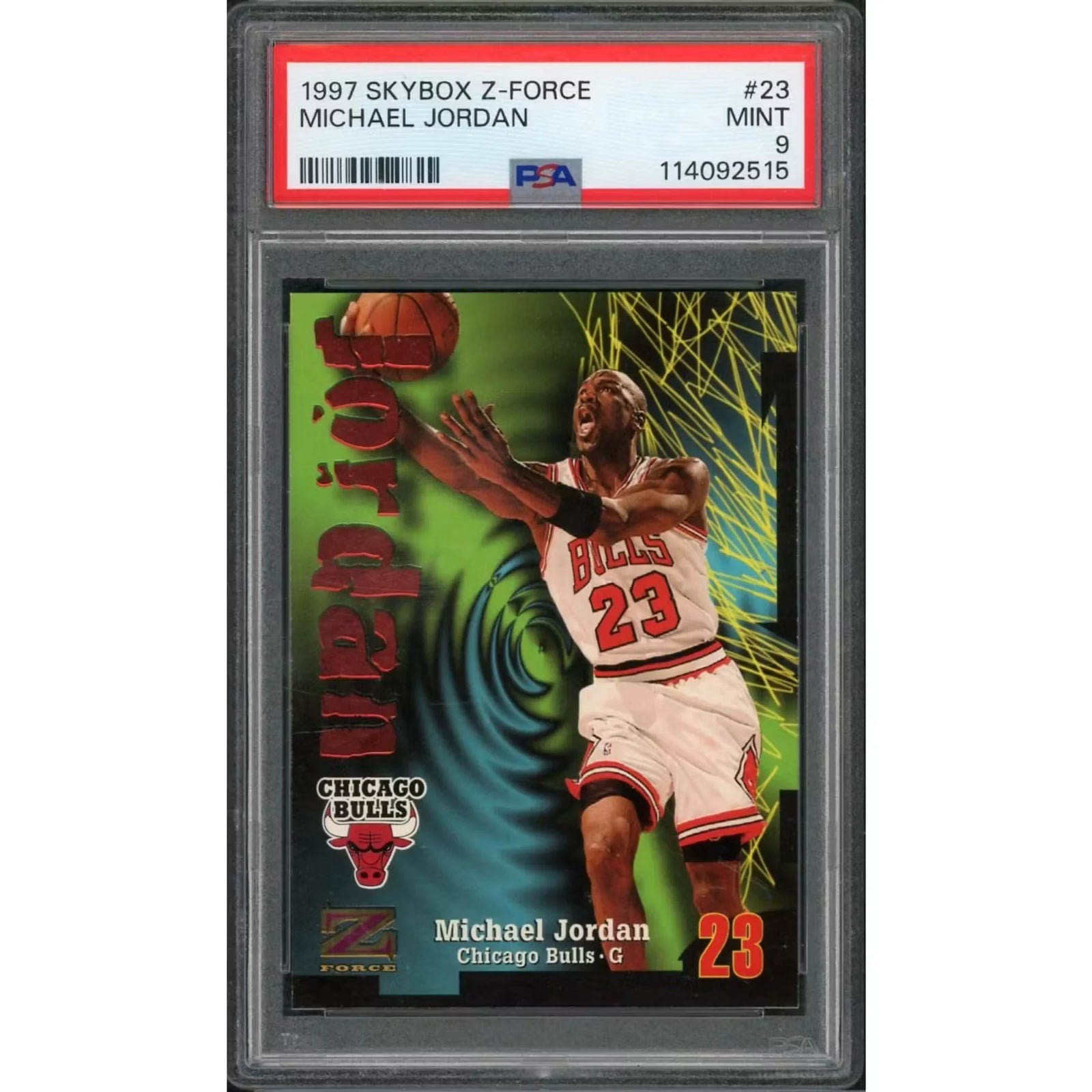 Michael Jordan 1997 Skybox Z-Force #23 Card | PSA 9