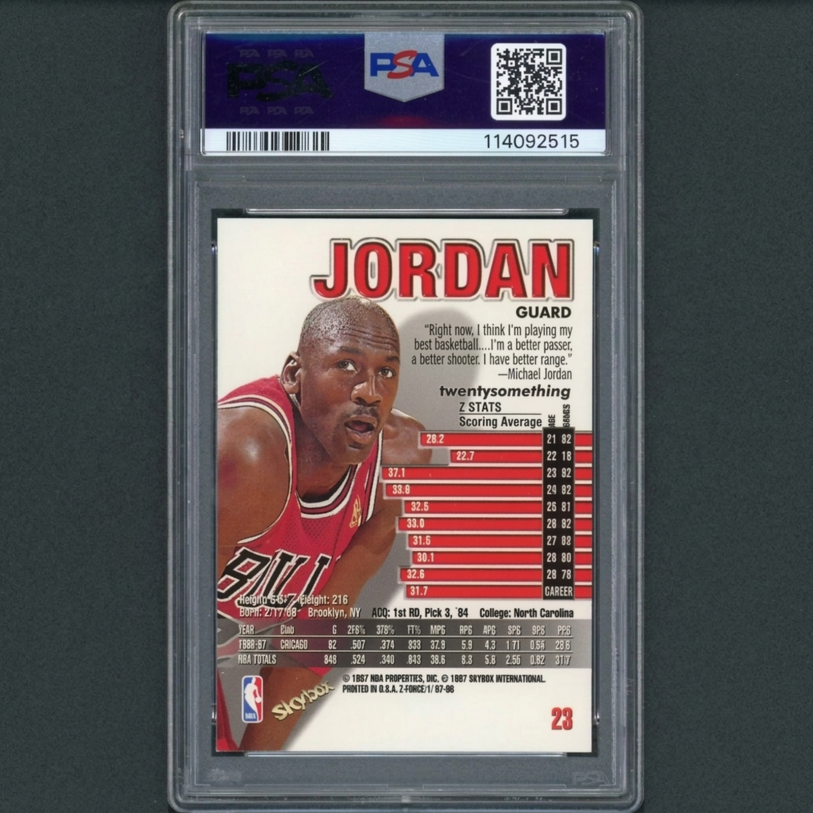 Michael Jordan 1997 Skybox Z-Force #23 Card | PSA 9