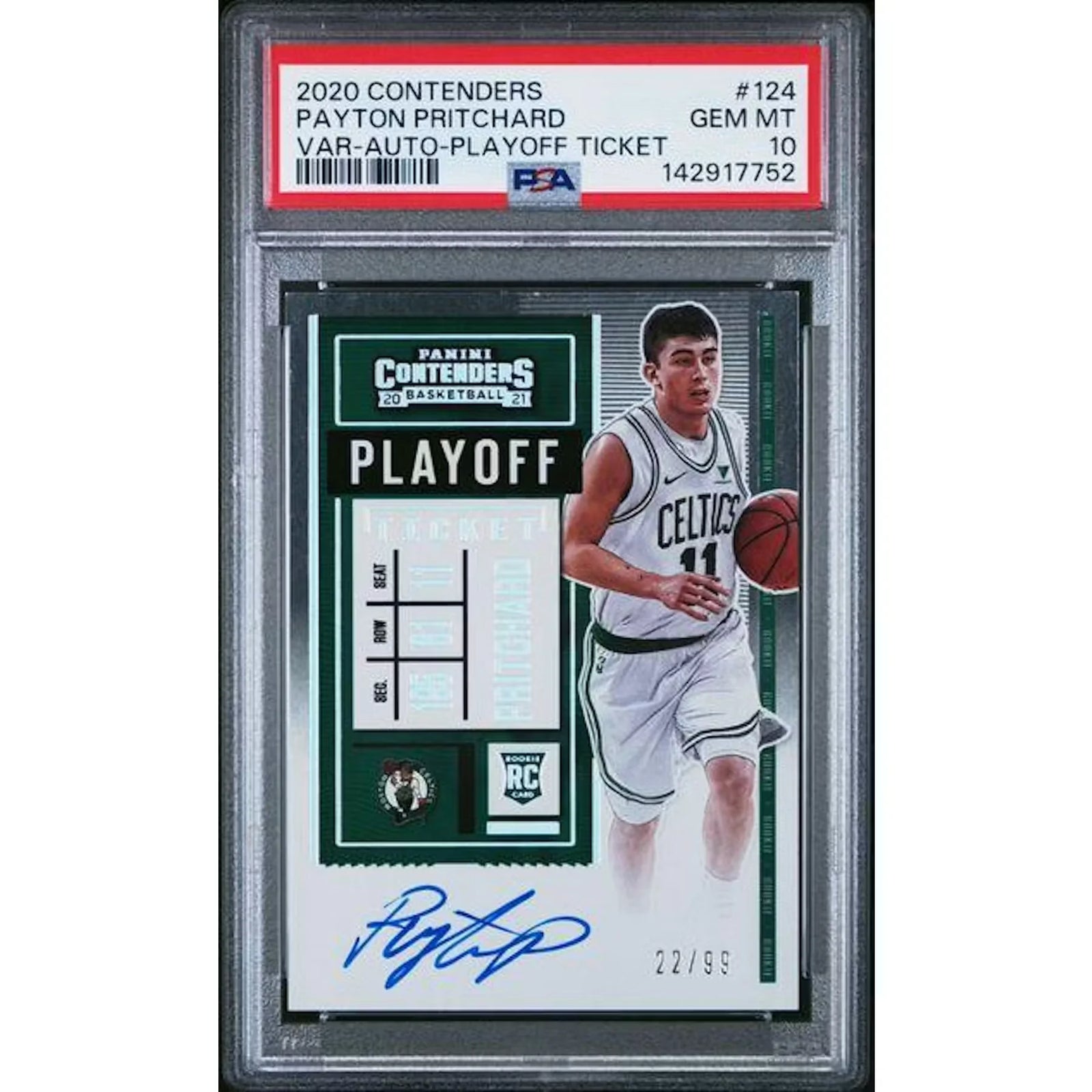 Payton Pritchard Signed 2020-21 Panini Contenders Playoff Auto | PSA 10