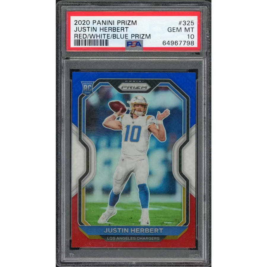 Justin Herbert 2020 Panini Prizm Red White Blue Rookie #325 | PSA 10