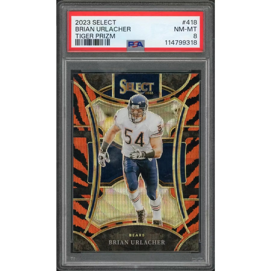 Brian Urlacher 2023 Panini Select Tiger Prizm #418 | PSA 8