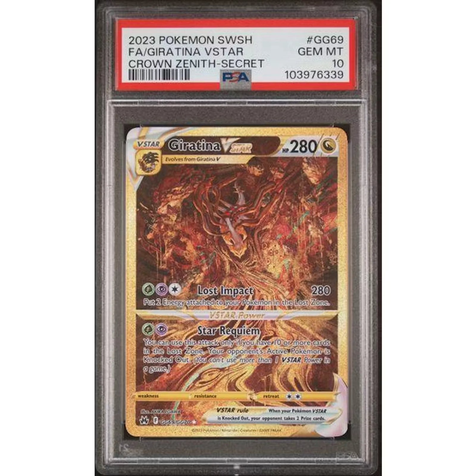 Giratina VSTAR Full Art Card | 2023 Pokemon Crown Zenith #GG69 PSA 10